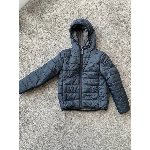 Kids Unisex black puffer coat, size XS (4/5) - Picture 1 of 6